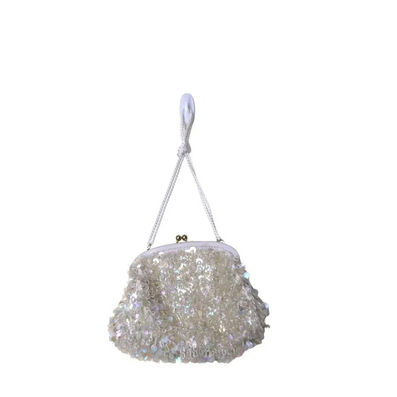 ✨Vintage Ivory Beaded Sequin Evening Bag - Picture 1 of 14